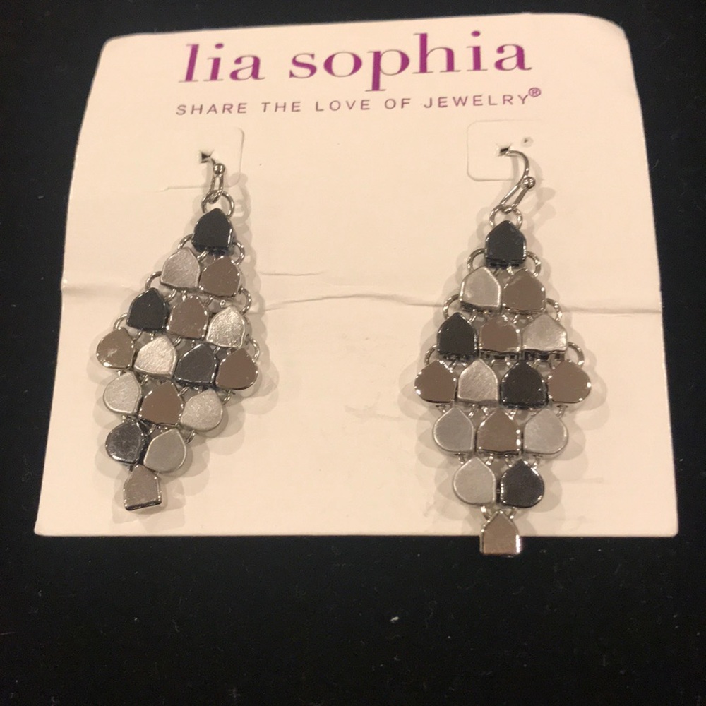 Silver tone mesh earrings